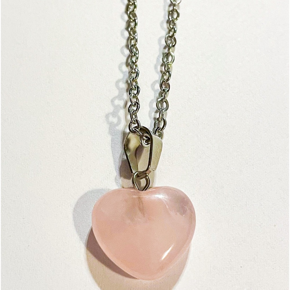 Rose Quartz Gemstone Heart Necklace